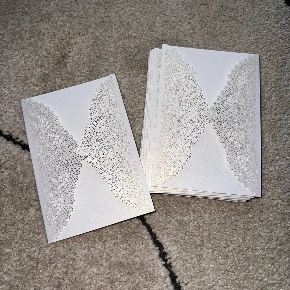 24 Pearlscent Lace Laser Cut Wedding Invitation Cover